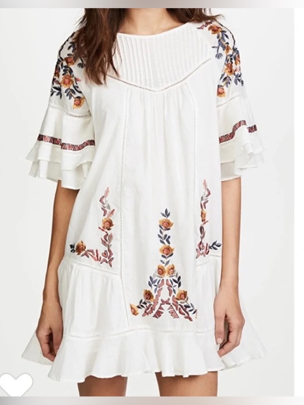 Free People Pavlo Embroidered Boho Mini Dress Ivory White Small